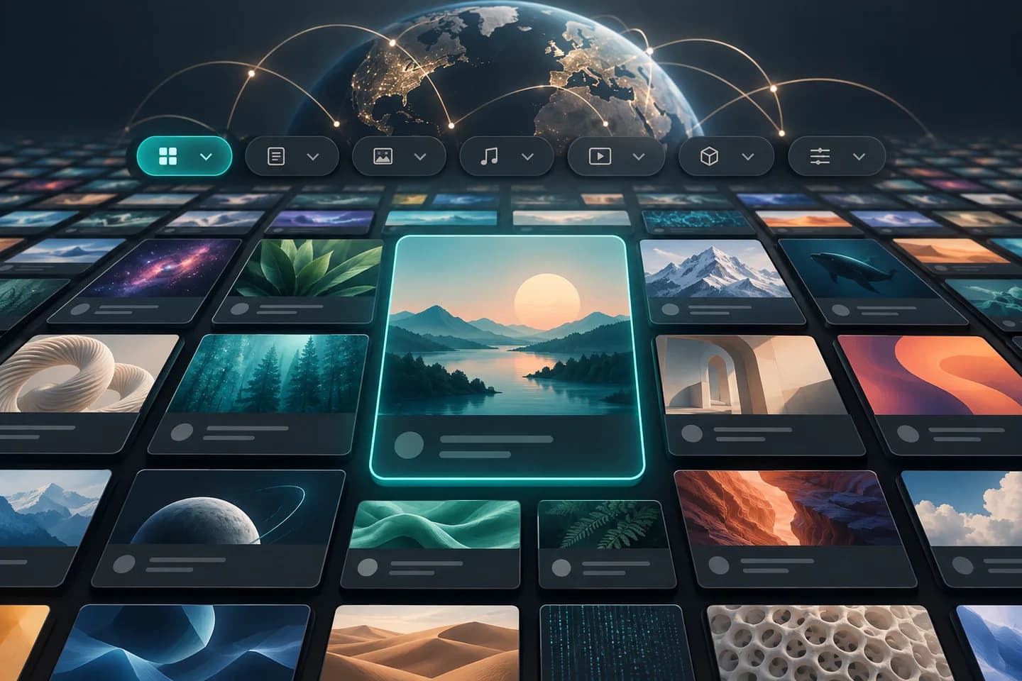 An expanding grid of organized digital products